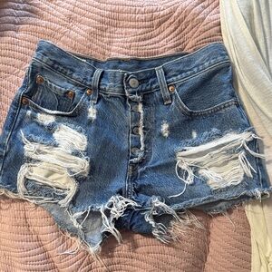 Levi's Ripped Blue Denim Shorts